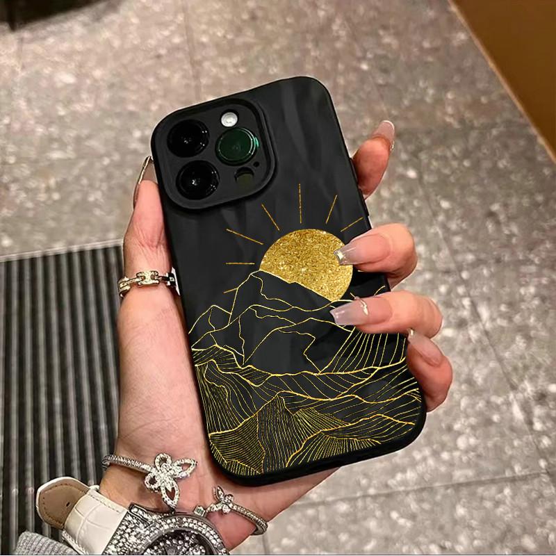 Surface Wrinkles and Unevenness Mobile Phone Shell Sunrise Printed Protective Matte TPU Cover Soft Silicone Case