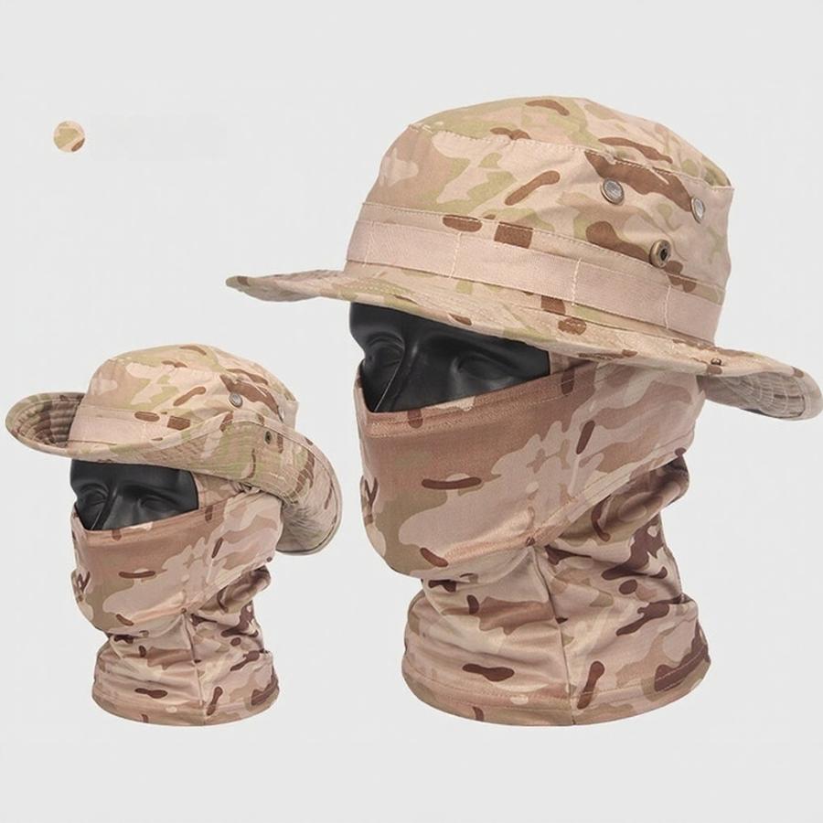 2pc Camouflage Breathable Full Coverage Bucket Hat&Balaclava Headwear Set,Suitable For Outdoor Fishing,Cycling,Hiking,Camping