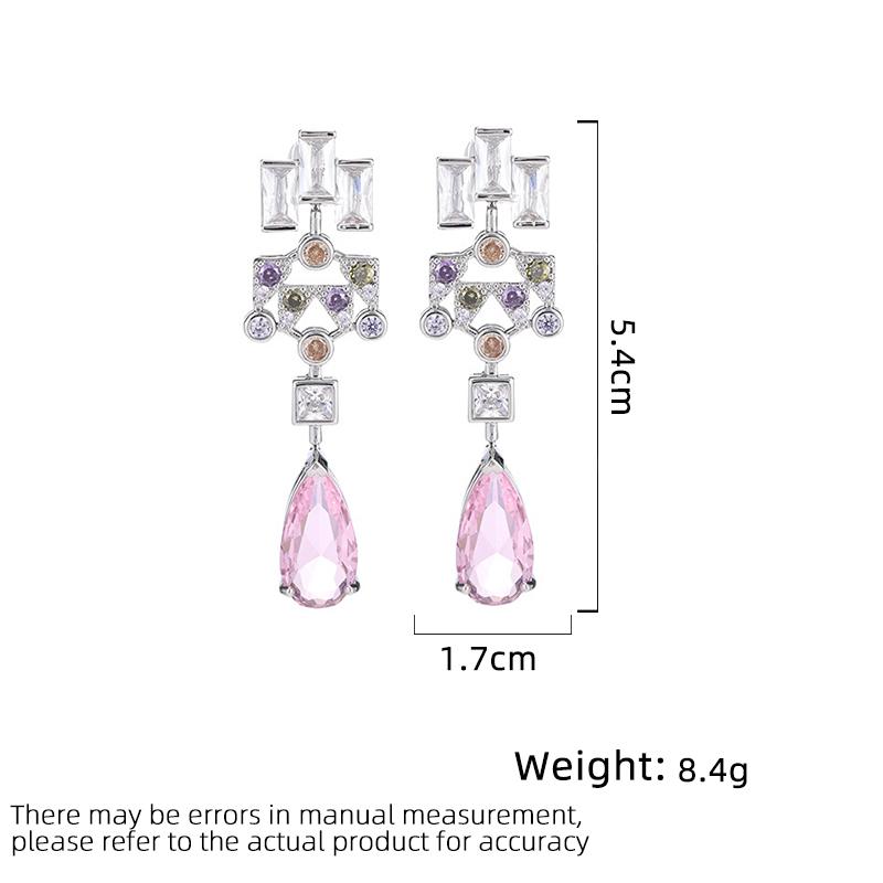 Women's Light Luxury Design Elegant Geometric Zircon Water Droplet Earrings Fashionable And Versatile Niche Design Earrings