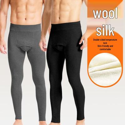 Men's Extra Thick Double-Sided Flannel Fleece Lined Antibacterial Warm Knit Pants 