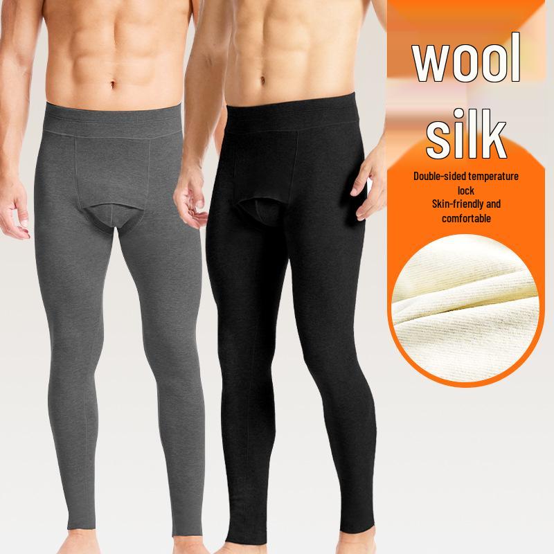 Men's Extra Thick Double-Sided Flannel Fleece Lined Antibacterial Warm Knit Pants