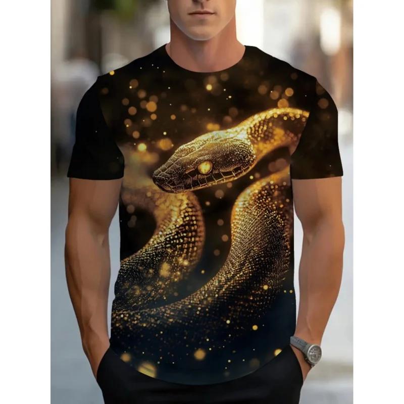 

Retro Leopard Snake Pattern T-Shirt For Men Scorpion 3D Printed T Shirts Fashion Round Neck Casual Short Sleeve Loose Tees Top 6XL