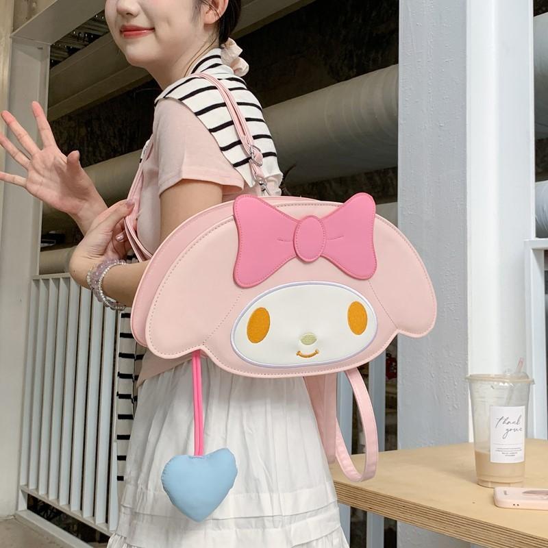 Melody Cinnamoroll Hello Kitty Pu Cartoon Dog Mini Crossbody Bag With Chain For Girls Daily Use