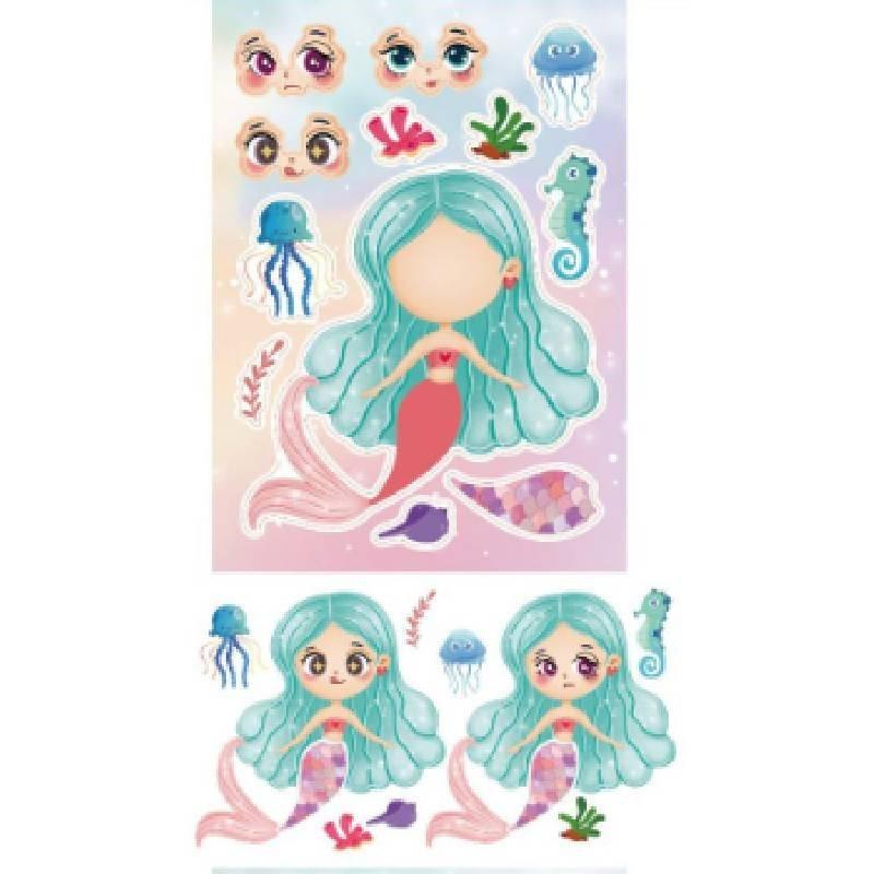 Desenho Animado de Sereia Fofa Quebra-cabeça Interativo Pai-Filho Adesivo de Rosto DIY