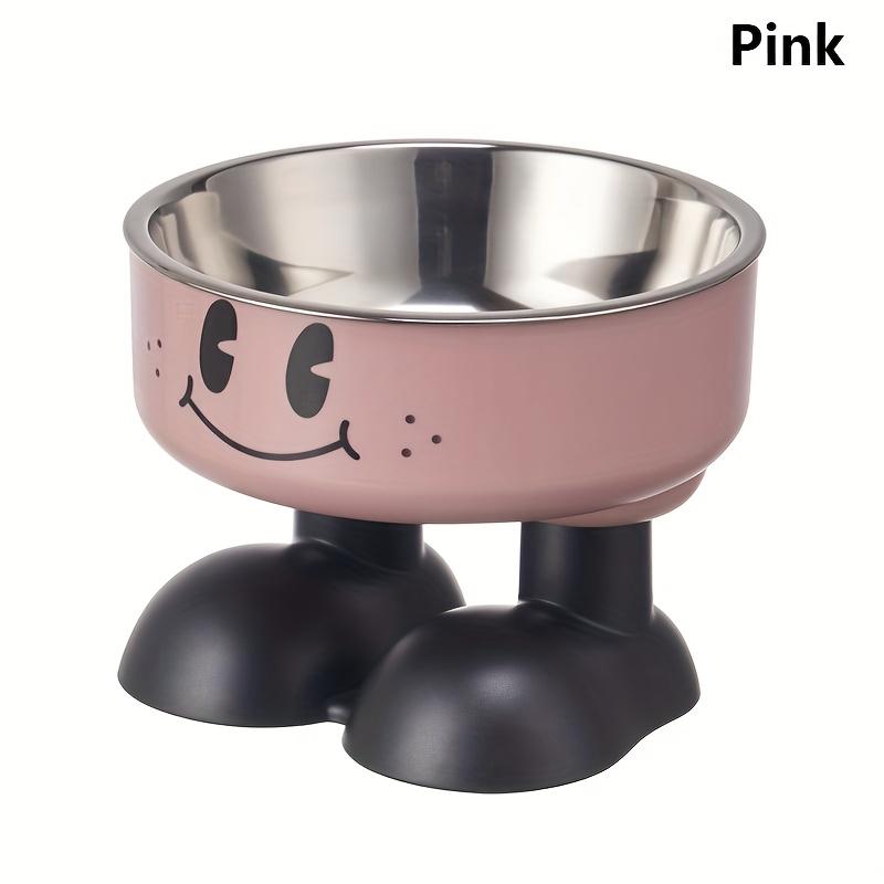 Stainless Steel Smiling Face Elevated Dog Bowl, Large-Capacity High-Legged Feeding Water Bowl розовый