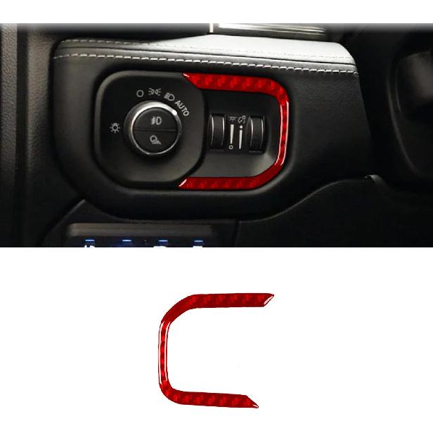 4pcs Carbon Fiber Car Window Lift Switch Cover Stickers Compatible with Dodge RAM 1500/2500/3500 2019-2023 Crew Cab, Door Glass Control Panel Trim