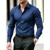Sommerhemd für Herren, geeignet für Business-Casual-Anlässe, atmungsaktiv, klassischer Kragen, lange Ärmel