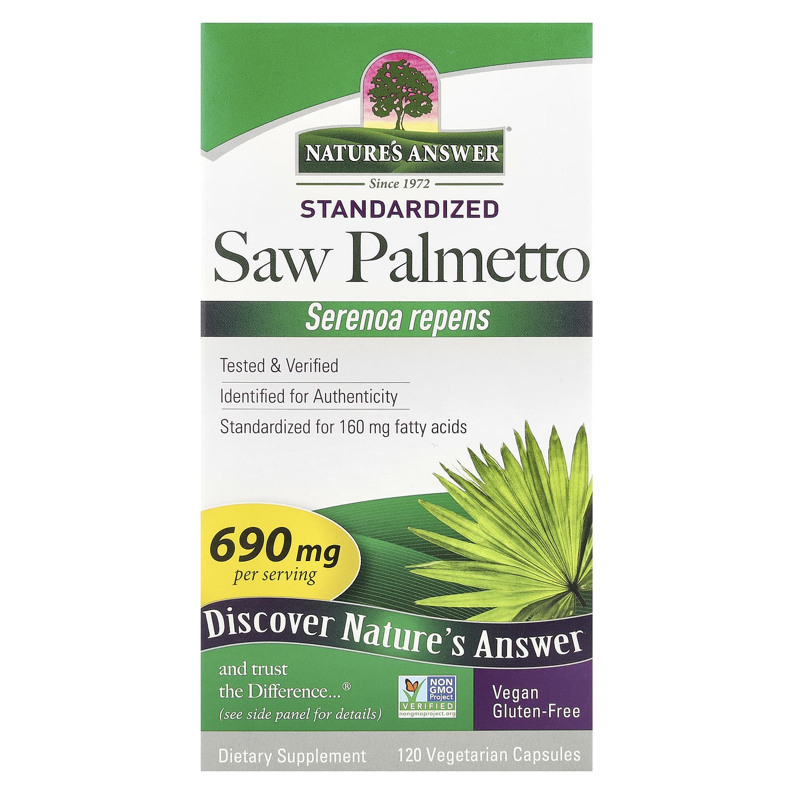 

Nature S Answer, Saw Palmetto, Standardized, 690Mg, 120 Veggie Caps