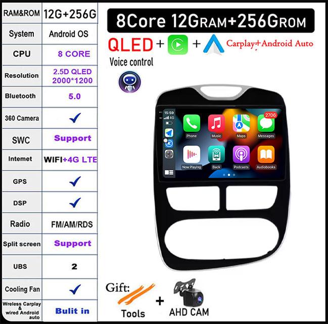 10" For Renault Clio 4 2012-2016 Carplay Car RadioMultimedia Video Player Android Auto 4G WFIGPSNavigation DSP Stereo BT