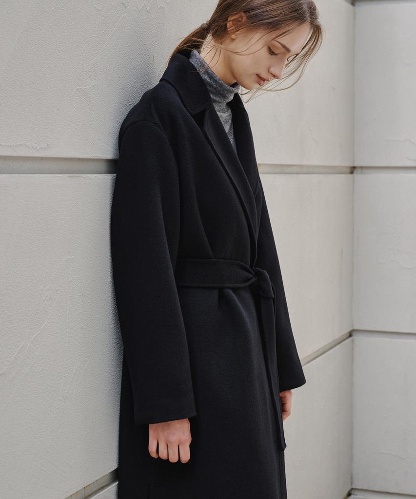 Maloupe 6510 Cashmere Long Coat (Black)