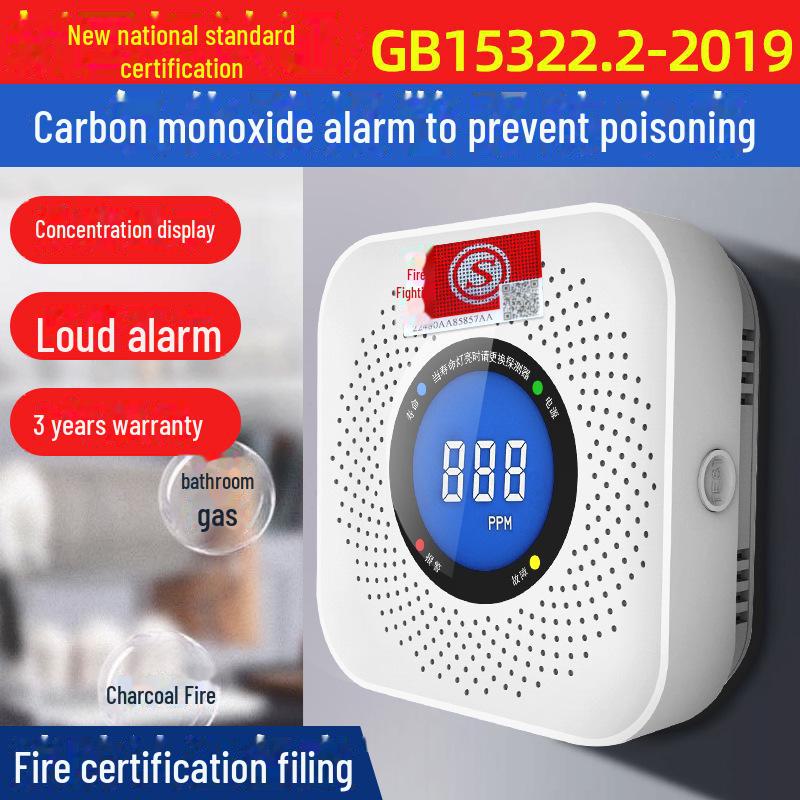 Zasilany bateryjnie wewnętrzny detektor tlenku węgla i gazu