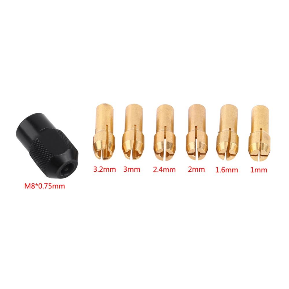 6pcs Brass Material Collet Chuck Sleeves M8x0.75 Cap Drill Chuck Collet Nut Set  Fast Chucking