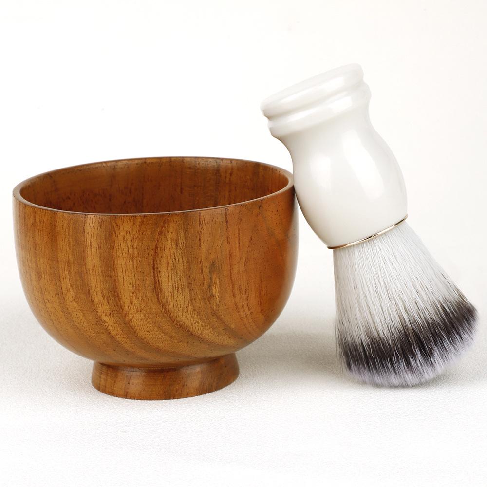 Klasyczny Zestaw Szczotek do Brody Męskiej: Miękka Szczotka do Mycia i Golenia z Miseczką do Spieniania i Vintage Stojakiem.