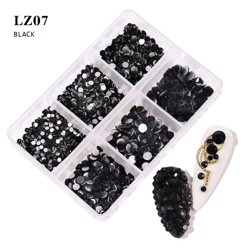 SS6-SS20 6 Compartimente Decorațiuni Unghii Strass-uri, Culoare AB, Aurora, Transparent, Fund Plat, Bijuterii Decorațiuni Unghii Opal, Instrumente DIY Artă Unghii