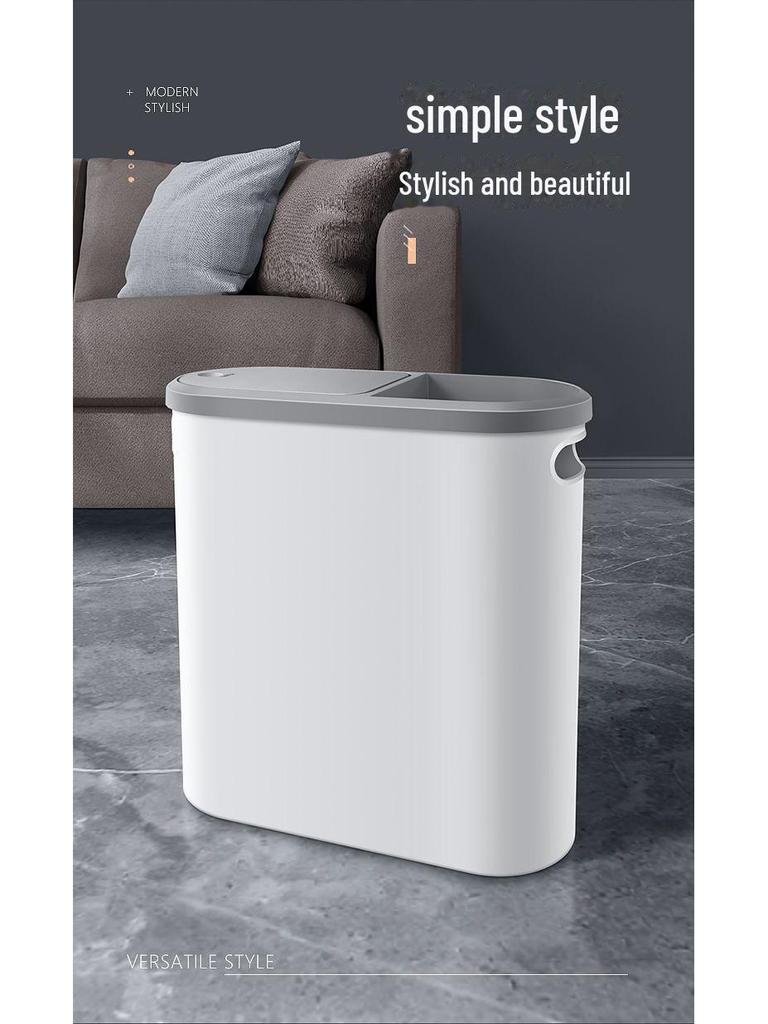 Narrow Gap Trash Can with Lid for Kitchen, Bathroom, and Bedroom