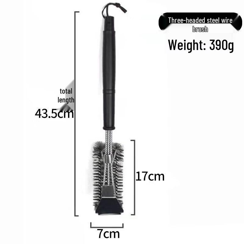 Three-Head Stainless Steel BBQ Grill Brush