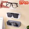 2pc Glasses Storage Rack Sunglasses Display Rack Wardrobe Organizer Wall-mounted Punch-free Cloakroom Sunglasses Organizer Shelf