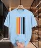 2026 New Cotton Tshirt Retro Colorblocked Four Vertical Stripes Simple Geometric Color Block Print Casual Short Sleeve