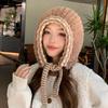 Autumn and winter hat female sweet cute girl plush knitted hat winter protection ear knitted wool hat