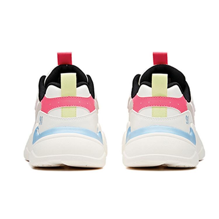 New Anta Life Collection Cushioning Anti-Slip And Wear-Resistant Low-Top Chunky Sneakers Women's White Black Pink 92938862-9