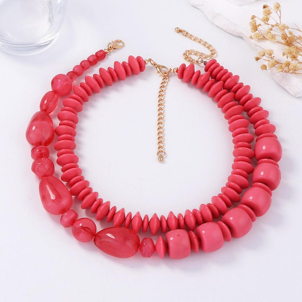 Bohemian Fashion Trend Personality Asymmetrical Beaded Double Necklace Simple Female Gift Daily Necklace