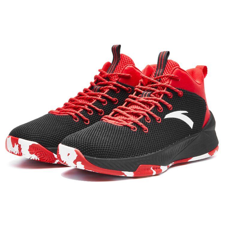 Anta Basketball Series Non-Slip Wear-Resistant Mid-Top Retro Basketball Shoes Men Sneakers Black Red White 91811104-1