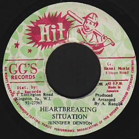 

7inch Record JENNIFER DENTON Heartbreaking Situation NONE GGs Records Jamaica Reggae Ska Dub Used