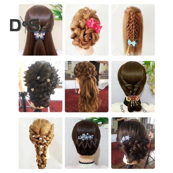 Mannequin Head with Real Hair Hairdresser Braiding Hair Styling Training Manikin Cosmetology Doll Head Brown Golden Long Hair Hairdressing Makeup
