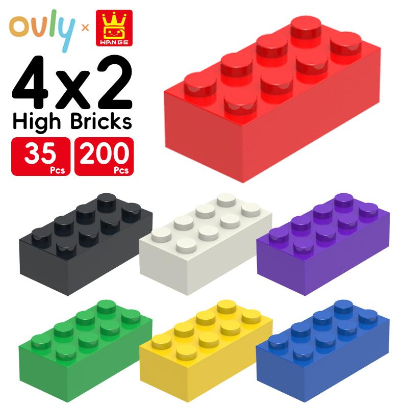 WANGE 4*2 Building Blocks 35/200Pcs Small Compatible Bricks 8-Hole High Elements Accessories MOC DIY Bulk Wholesale Kids Toy No.3001