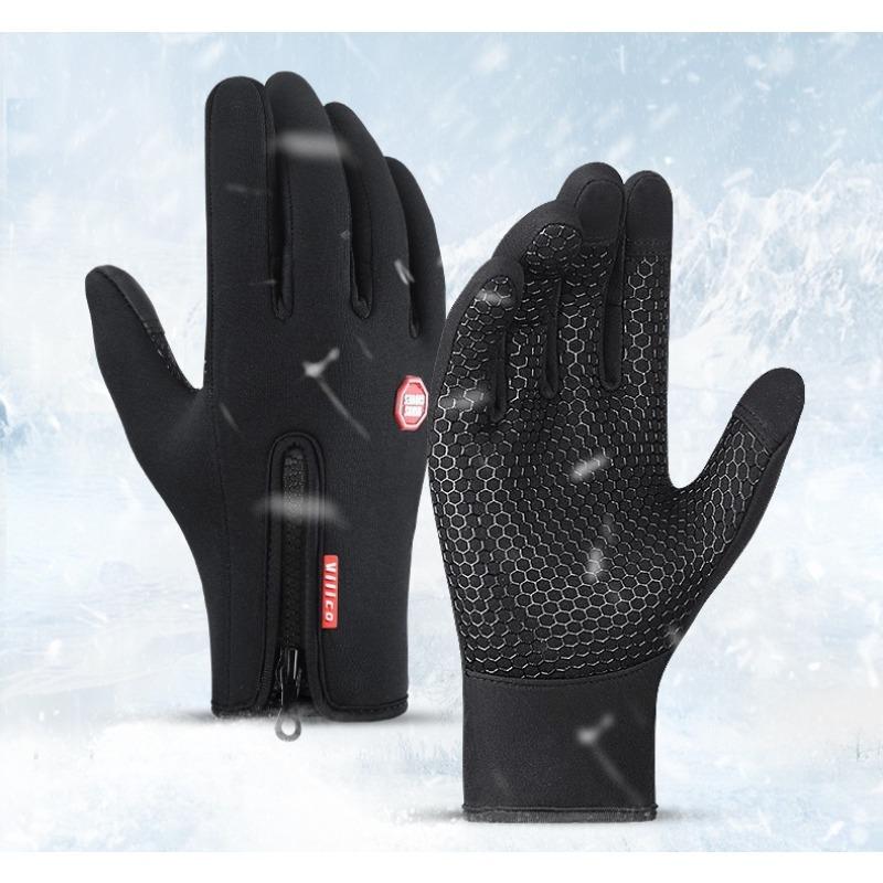 Fleece men's and women's ski cold-proof touch screen warm sports cycling non-slip full finger bicycle gloves