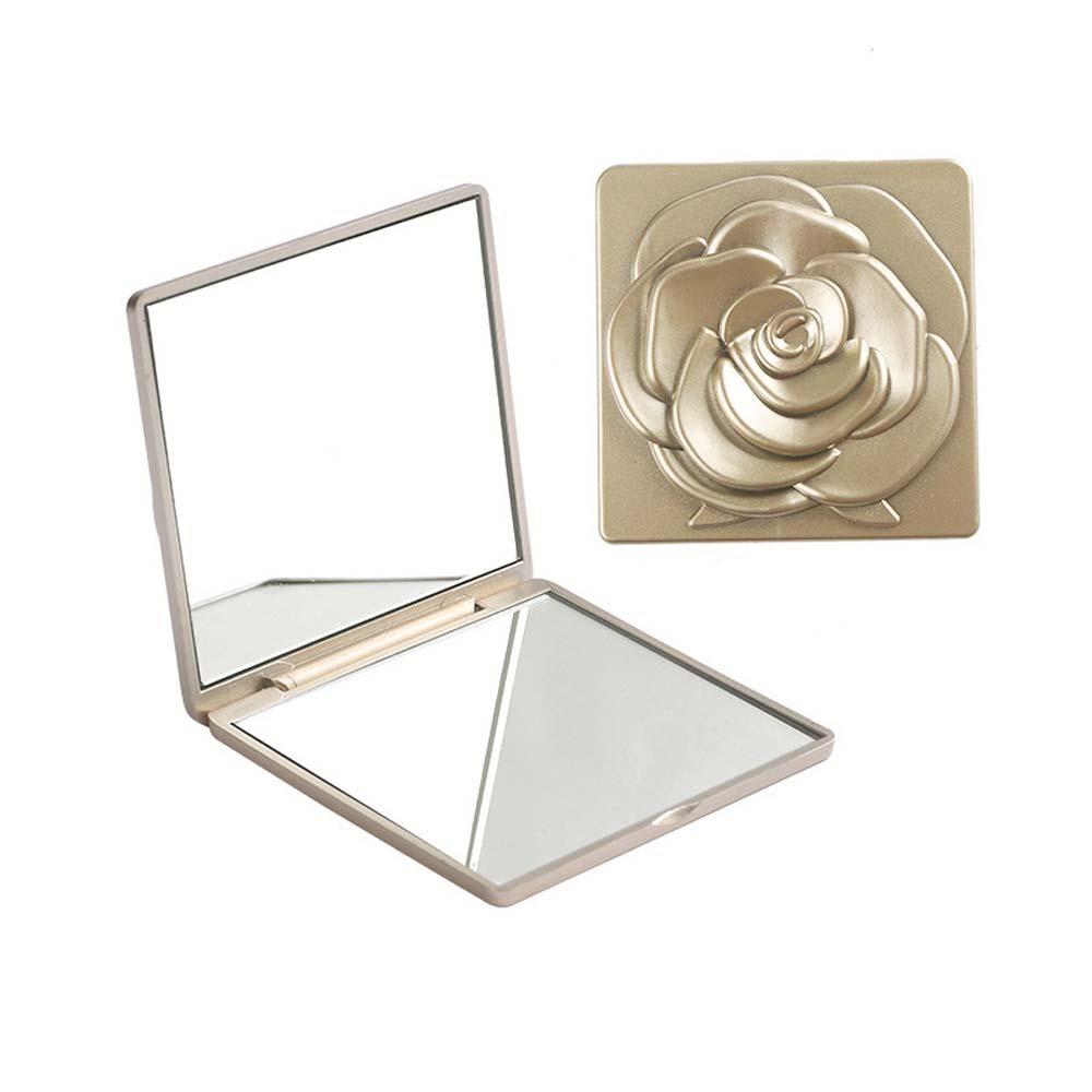 Rose Flower Pocket Makeup Mirror Mini Square Desktop Stand Mirror Fold Makeup Mirror  Dormitory