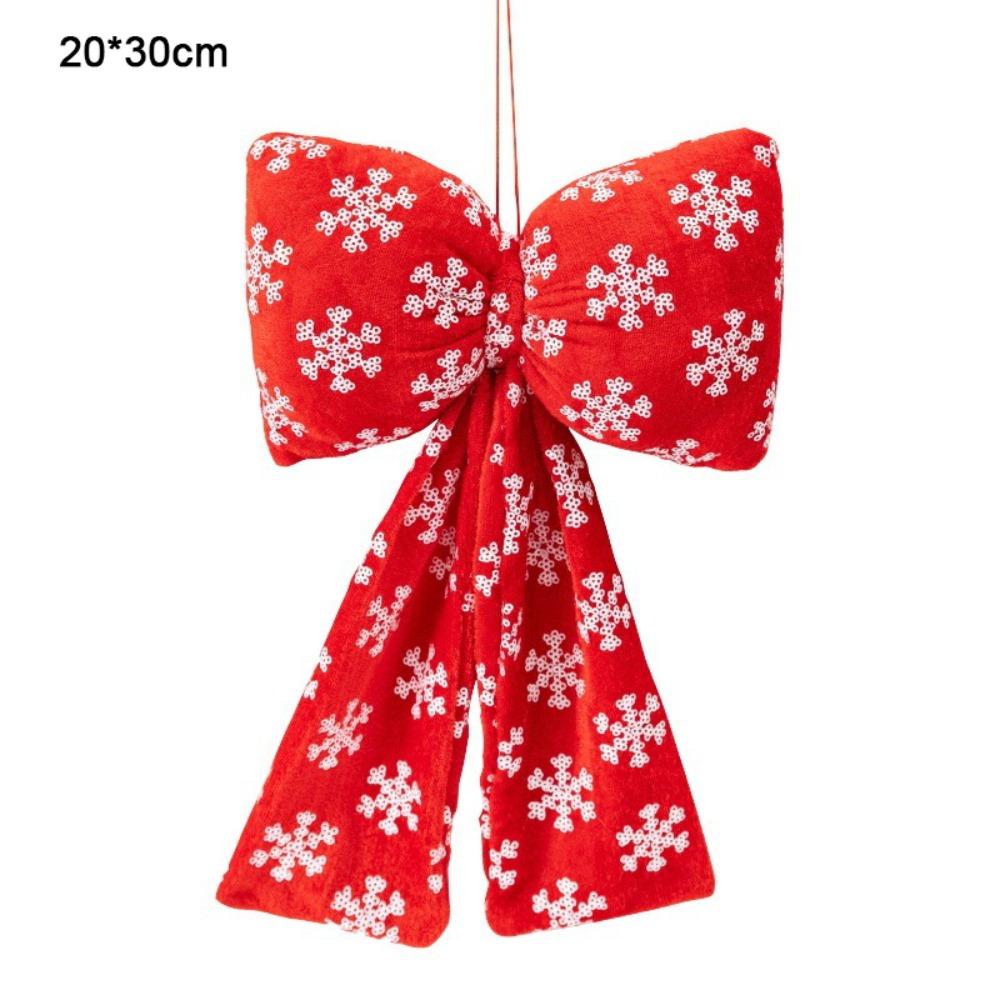

Elegant Fabric Christmas Bow Glittery Easy Hang Loop Velvet Bow Durable DIY Christmas Tree Decoration Outdoor Decorations 17cm