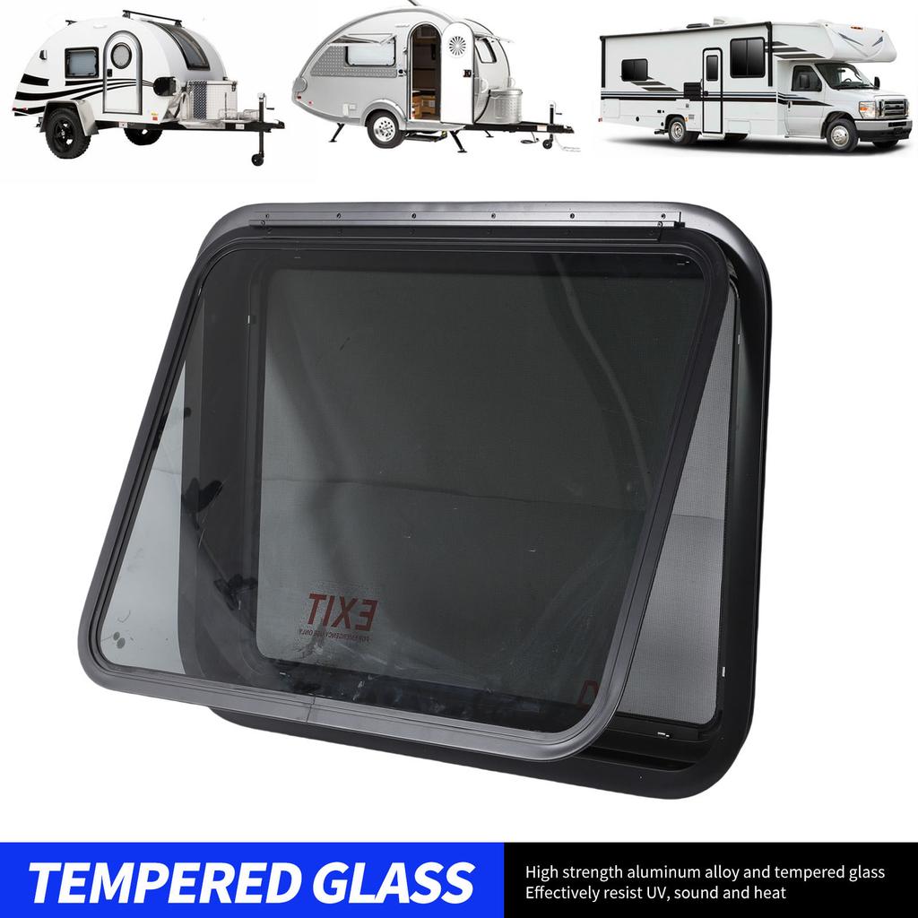RV Exit Window Privacy Sun Protection 30.48 X 22.36in Push Out Trailer Window with Net Screen and Trim Ring
