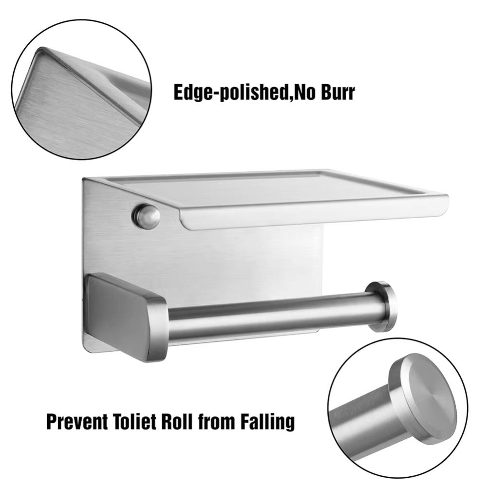 With Phone Holder Paper Towel Stand Wall Mounted Floating Paper Shelf Toilet Paper Holder  Bathroom