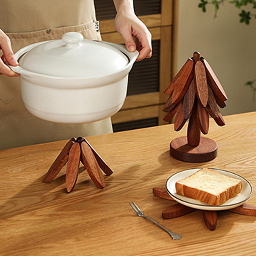 Tree Trivets for Hot Dishes Christmas Tree Shaped Heat Resistant Wood Coaster Decor Tabletop Protection Hot Pot Coaster for Home