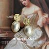 Light Medieval French Retro Hammer Pattern Metal Pearl Earrings Elegant Temperament Stud Earrings