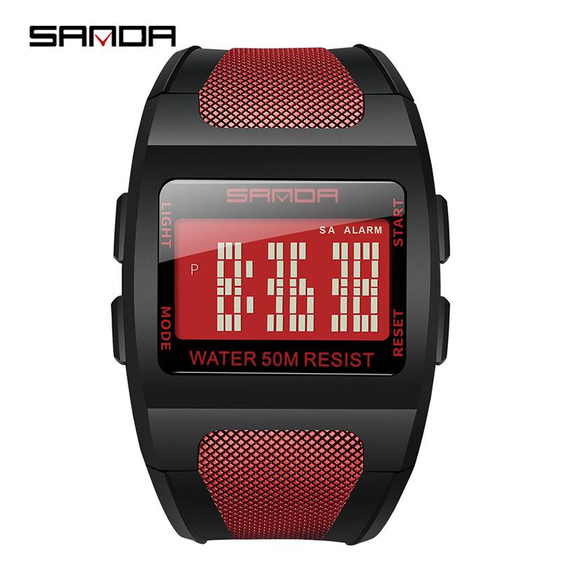 Sanda Unisex Square Multifunctional Sports Watch – Fashionable, Simple, EL Backlight Electronic Watch for Students