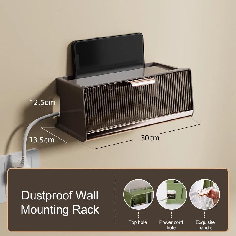 

Hanging Wireless Wifi Router Shelf Storage Box Wall ABS Plastic Organizer Box Cable Power Bracket Organizer Box Home Decor Stuff