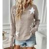 Women's Crew Neck Long Sleeve Star Jacquard Loose Fit Commuter Knit Sweater