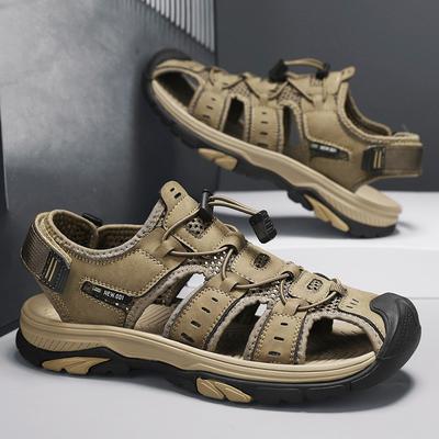 2024 Sommer Sandalen Männer Strand Hausschuhe Handarbeit Aus Echtem Leder Mann Hausschuhe Männer Casual Outdoor Rutschfeste Sandalen Männlich
