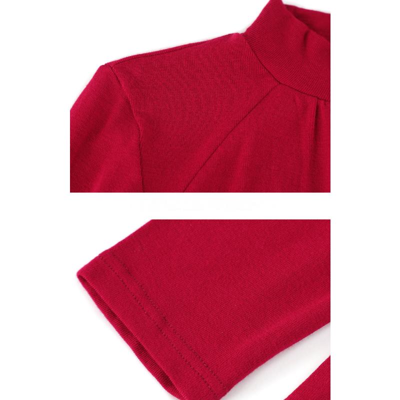 Cămașă de damă cu mâneci lungi, pe jumătate gât, mărime mare, strat interior versatil în stil de toamnă și iarnă, topuri calde