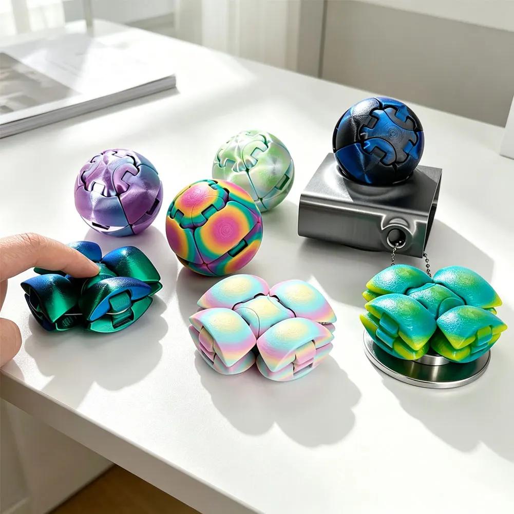 Fidget Toy 3D Printed Twistsphere Fidget Toy Gradient Gear Liquid Flow Ball With Rotating Design Anxiety Relief Toys