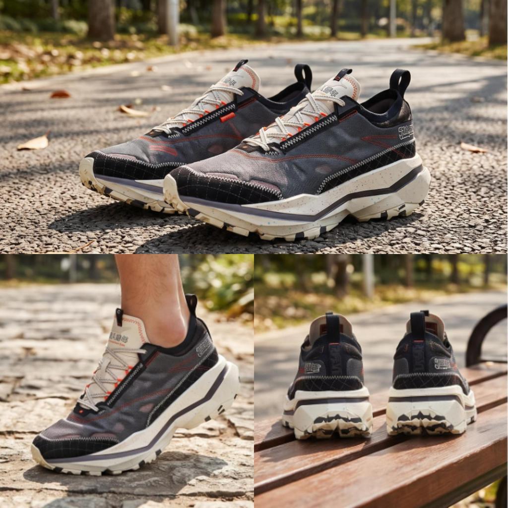 Anta Falcon 1 Black Dragon Shock Absorbing Height Increasing Wear Resistant Breathable Low Top Running Shoes Men sneaker Beige 112426607AS-3