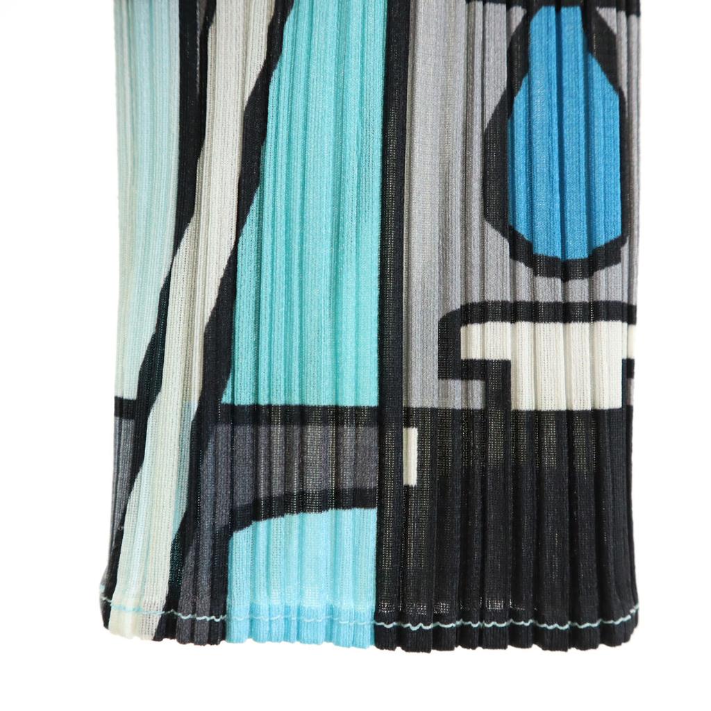 PLEATS PLEASE Made In Japan Geometric Pattern Five-quarter Sleeve Pleated Cut Women Used