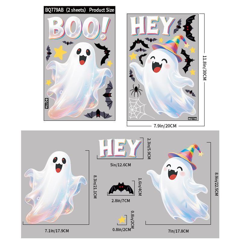 Halloween decoration bat ghost window sticker Halloween party atmosphere layout creative pumpkin lantern static glass sticker