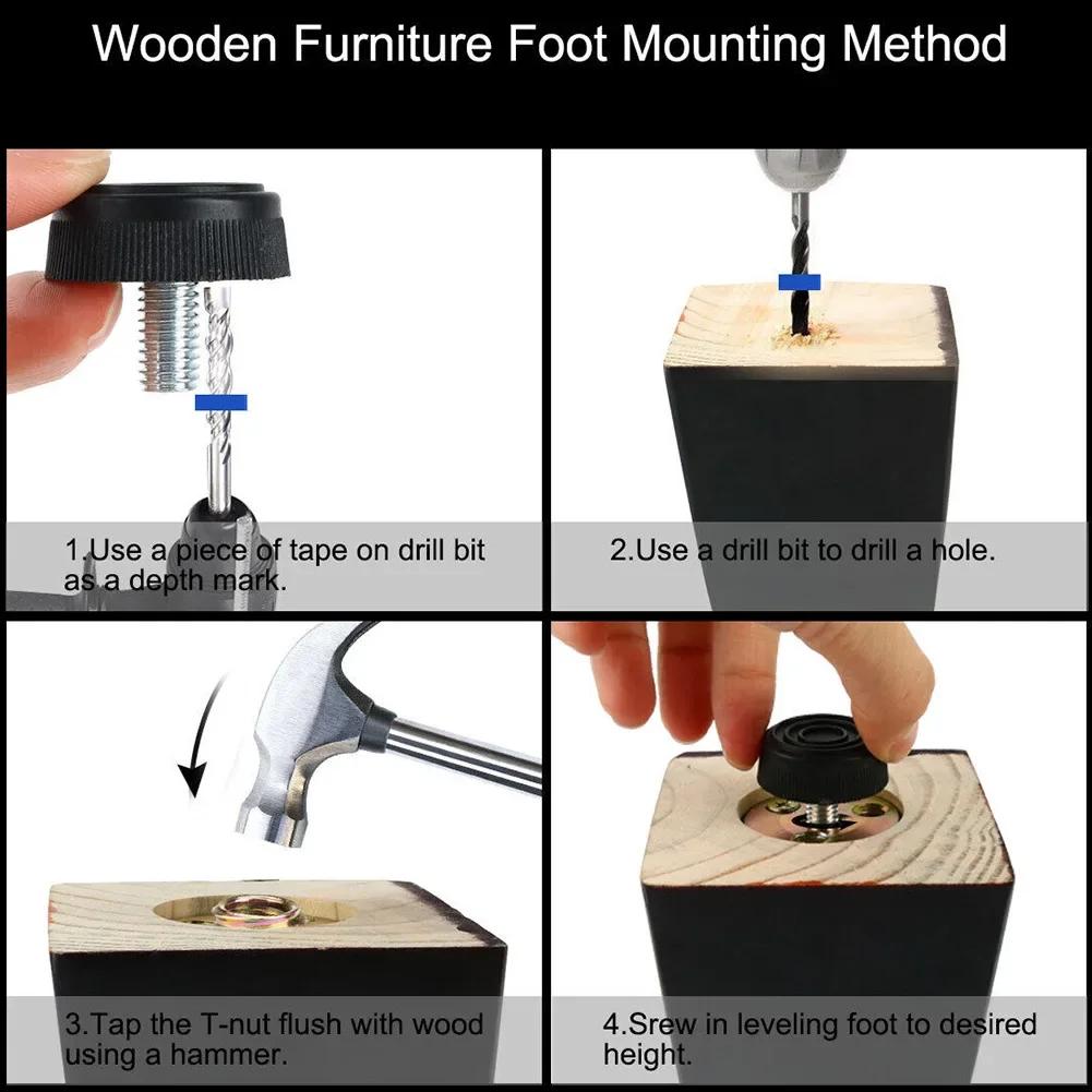 20 Pcs Furniture Leveling Foot Screw Furniture Table Chair Base Levelers Foot Adjuster M8 Table Chair Furniture Feet Accessories