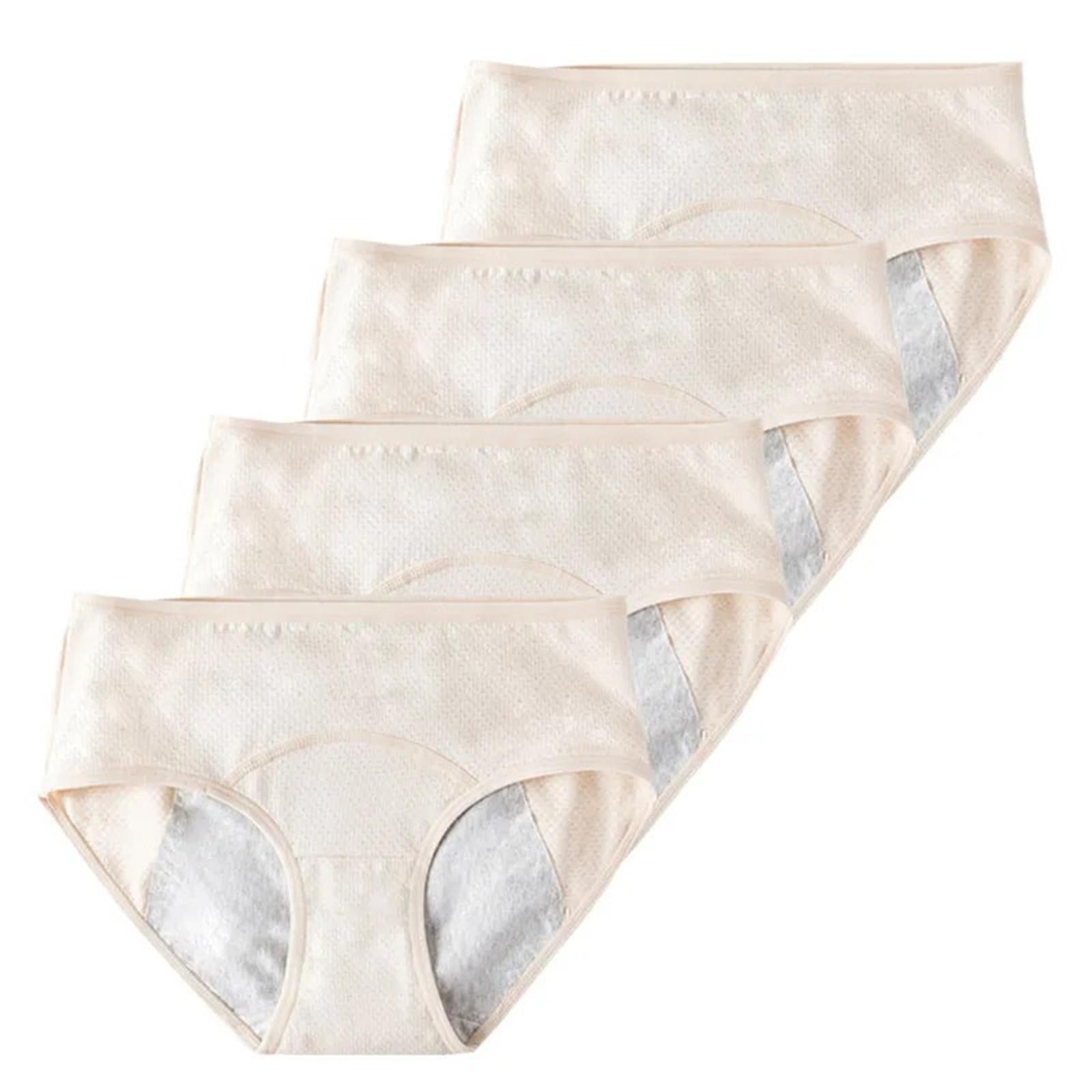 

4 Pack Women s Cotton Leakproof Period Panties Middle Waist Comfortable Underwear Beige S бежевый