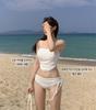 2024 Korean-Style Women's Split Swimsuit: Girl's Tube Top Drawstring Bikini for Resorts & Hot Springs