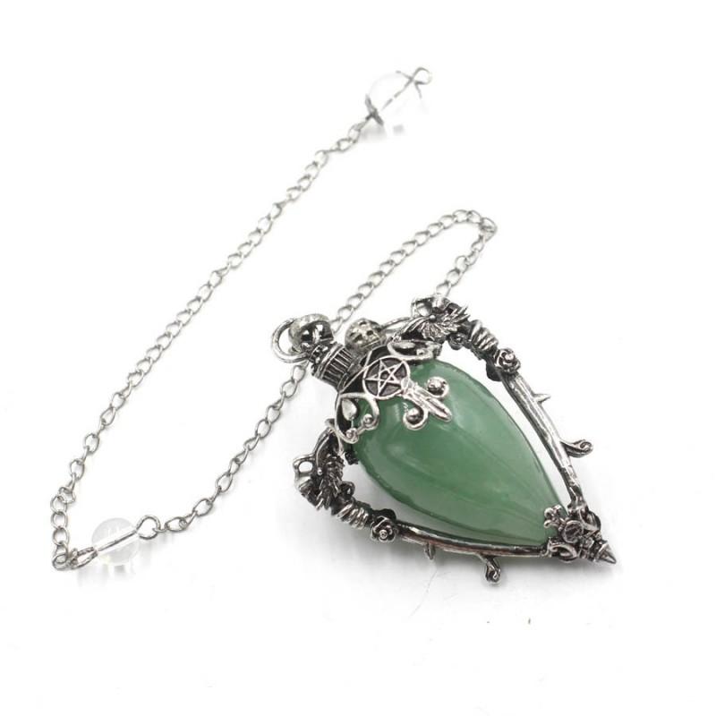Crystal Pendulum Pendant Necklace Natural Stone Gemstone Charm Women Fashion OL Style Copper Plated Jewelry