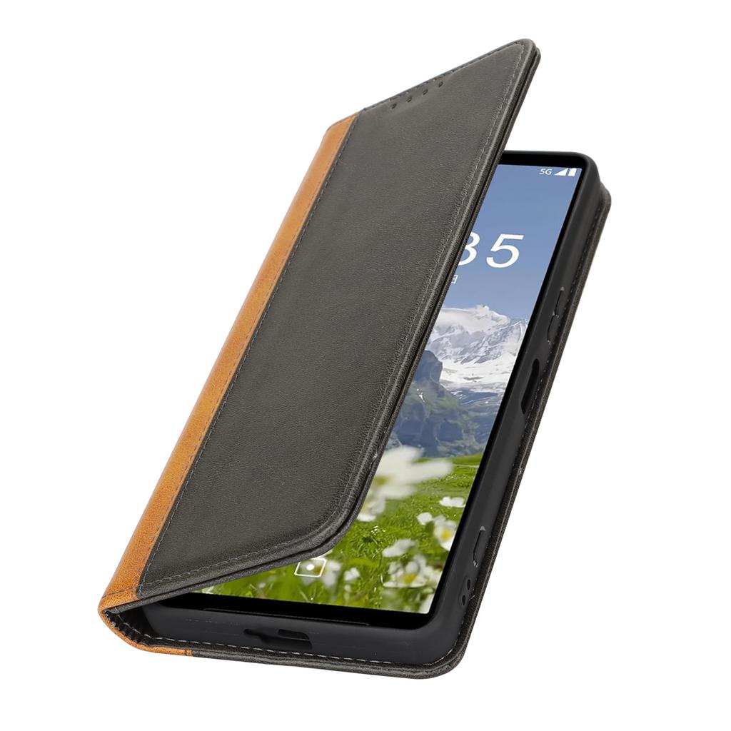 For Sony Xperia 1 VII Case Calf Texture 3 Card Slots Color Splicing Leather Phone Cover